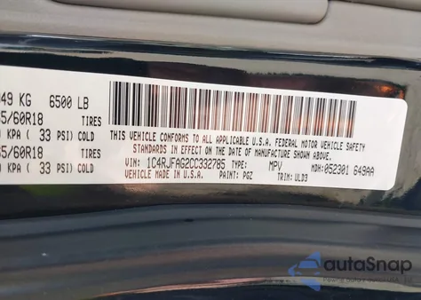 2012 Jeep Grand Cherokee Laredo z USA, uszkodzony, nr VIN 1C4RJFAG2CC332785